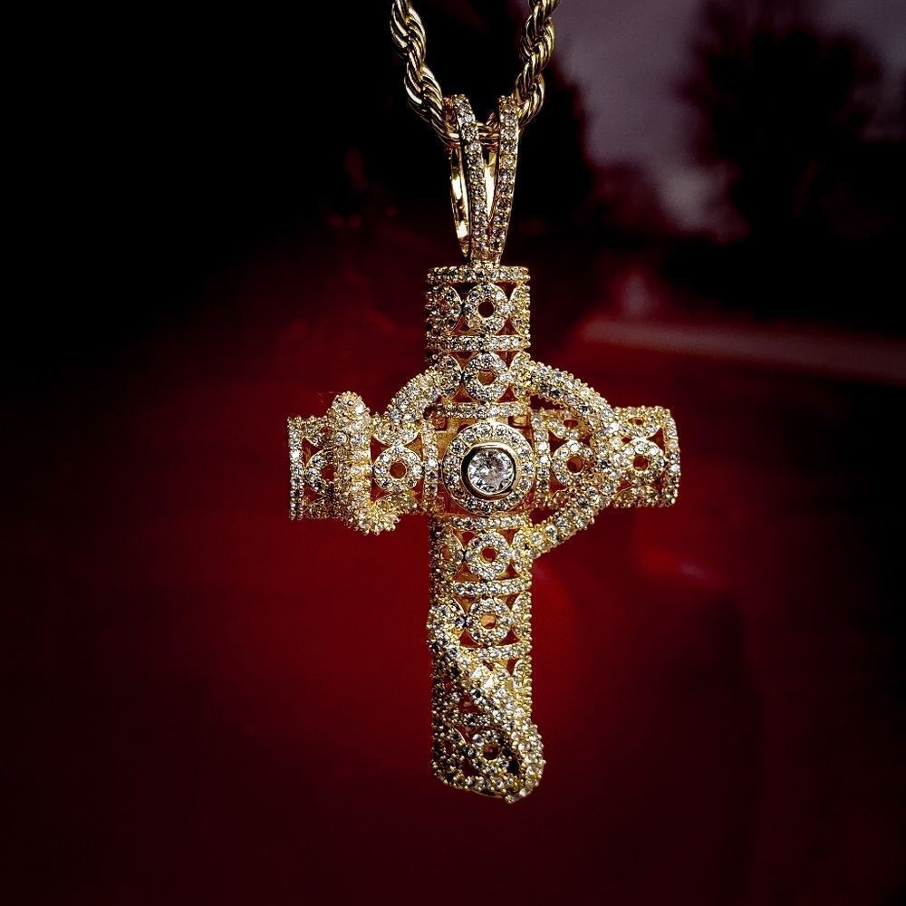 14k Gold Plated Designer Holy Cross Necklace